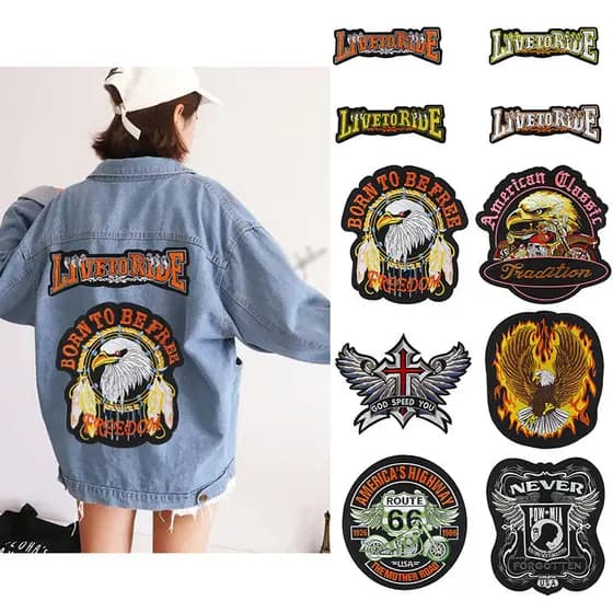 Grande patch de tecido bordado com águia de marca da moda para roupas, jaquetas de couro, jaquetas de pluma, patch para