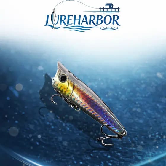 LUREHARBOR Isca Popper com Jato de Água 8,8g – Para Tucunaré, Traíra e Robalo, com Esfera Sonora e Pintura Láser 3D