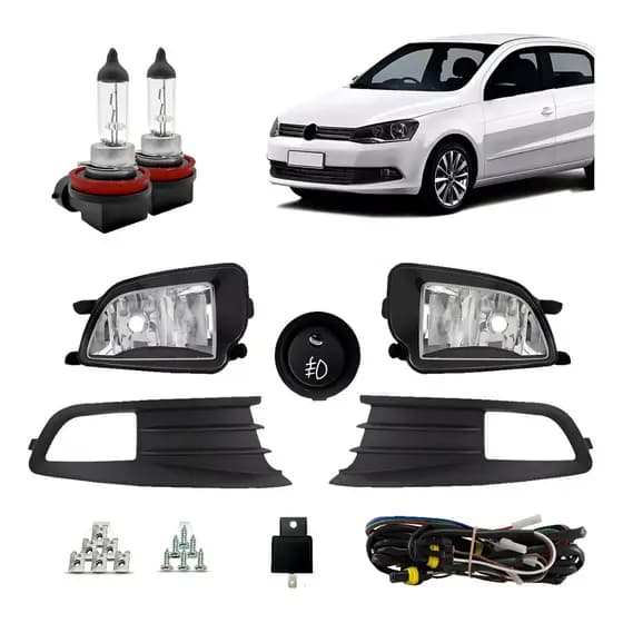 Kit Farol Milha Gol G6 13/16 Moldura Botão Tic Tac Halógena