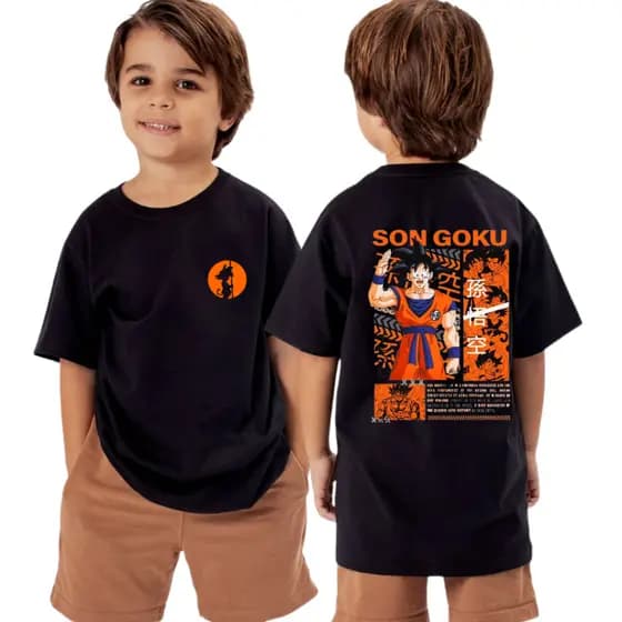 Camiseta Infantil Goku Dragon Ball Z 100% Algodão Premium Confortável - Todos Os Tamanhos