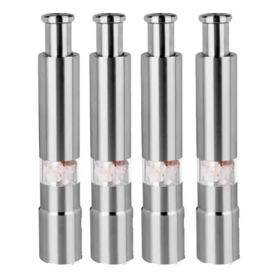 Kit 4 Moedor Em Inox Para Sal E Pimenta Manual Saleiro Botão