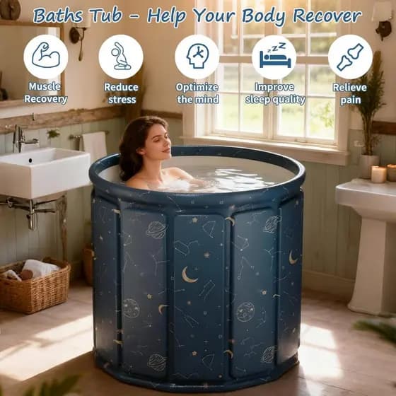 Banheira Dobrável SPA Adulto Portátil 70cm 254 Litros Ofurô Reforçado com Drenagem Rápida