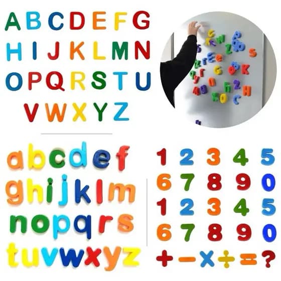 Letras E Números Magnéticos Coloridos Educativos Infantil Para Lousa Geladeira Brinquedo Didático