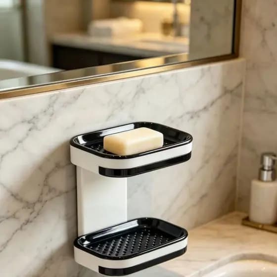 2-Tier Soap Dish Bathroom Soap Box with Favourite Holder