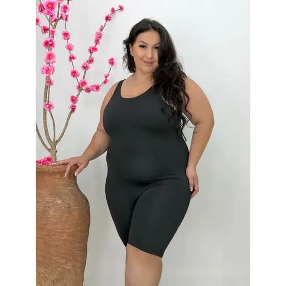 Kit Macaquinho Modelador Plus Size Alças Largas, Alta Sustentação e Efeito Lipo