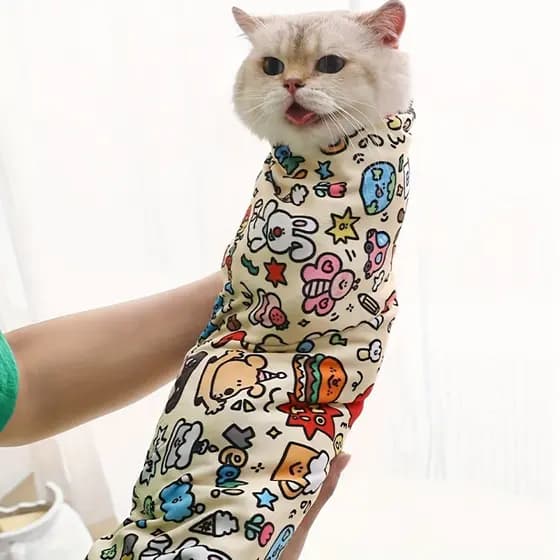 Chatoll Cat Grooming Wrap-Manga De Proteção Para Animais De Estimação De Poliéster Macio Medicamentos E Limpeza ,