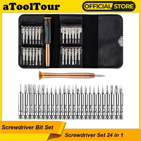 Um Conjunto De Bits De Chave De Fenda De Precisão Profissional , Kit Magnético 24 Em 1 Para Reparo De Celular E PC Com A