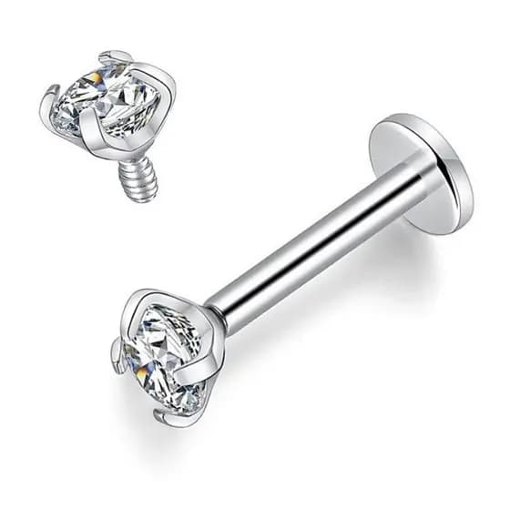 Piercing Labret Ponto De Luz Helix Tragus Conch Aço Inox