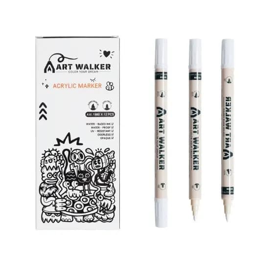 Caneta Apagadora Acrílica Dupla Ponta Art Walker – Removedor de Tinta Acrílica 12 PeçasEscritório/Escola/Material