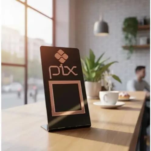 Placa PIX Acrílica QR Code Display de Mesa Balcões