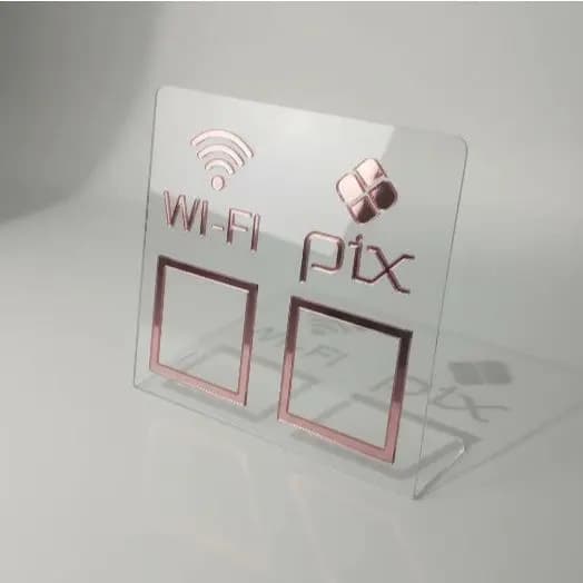 Placa Display Cristal Rosa Wifi/Pix QR Code Dupla Funcionalidade