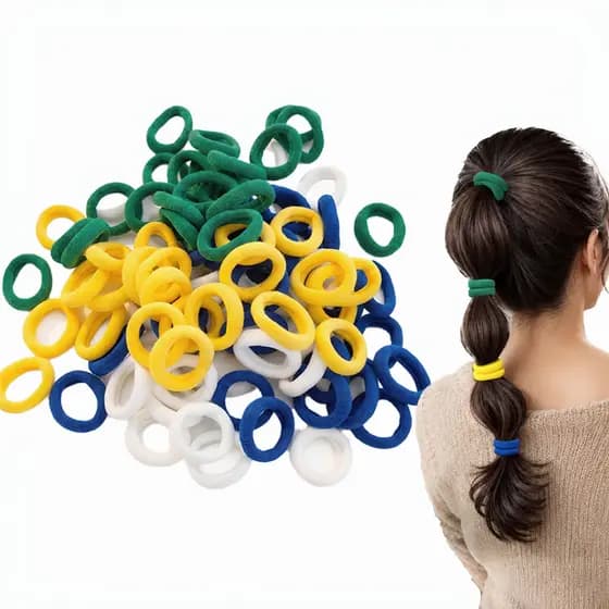 Kit 800 Elásticos de Cabelo Cores da Bandeira do Brasil - Tema Copa do Mundo / Seleção