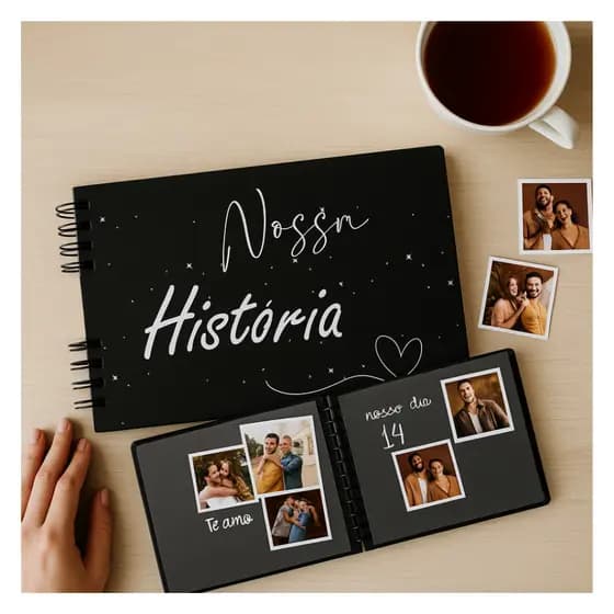 Álbum Scrapbook capa dura 40 páginas para colar fotos + caneta de brinde inclusa, Capa personalizada