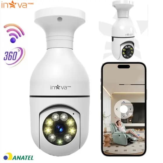 INOVA Câmera segurança wifi ip Inteligente Yoosee sem fio 360 com encaixe lâmpada bocal