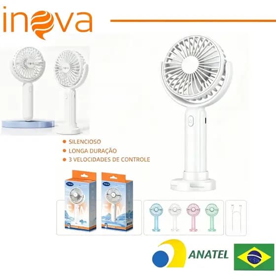 INOVA Mini Ventilador Recarregável Portátil De Mão Mesa Usb Pilha 3 velocidades