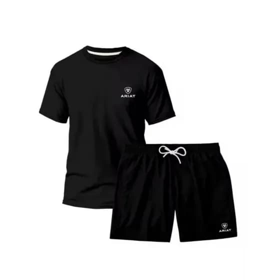Kit Camiseta e Bermuda Masculina Camisa Algodão Country