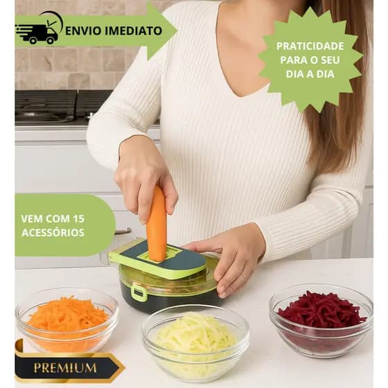 Ralador Cortado Legumes Verduras Frutas Queijo 15 Peças