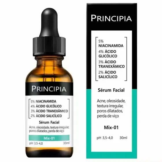 Sérum Mix-01:Reduz poros e oleosidade, clareia manchas