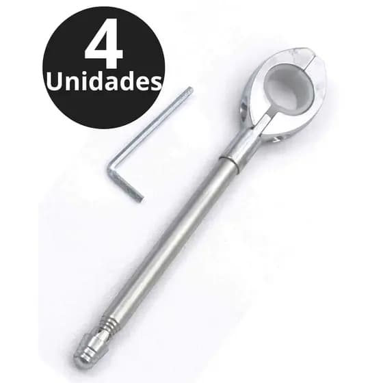 KIT 4 Antenas de Moto Corta Linha de Pipa Retrátil 7 Estágios Anti Cerol Aço Inox Guidão ( Cromado )