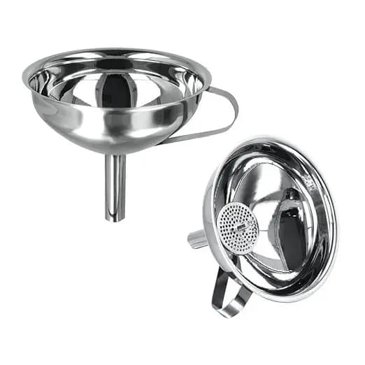 KIT 2 Funil com Peneira Inox 11cm - IMPORT PREMIUM
