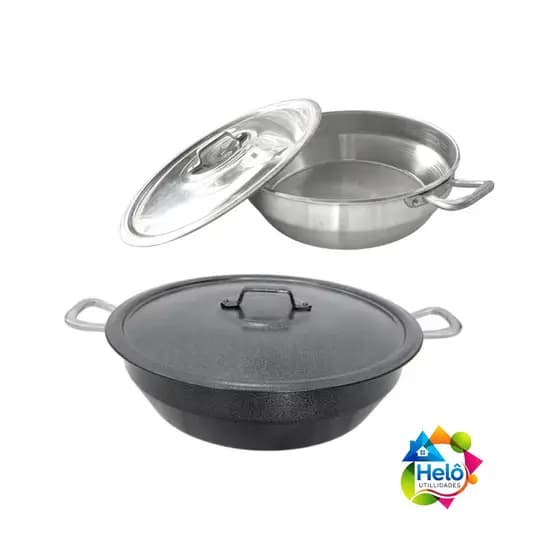 Panela Tacho 32cm 8 Litros Com Tampa Em Aluminío Grosso Polido ou Craqueado