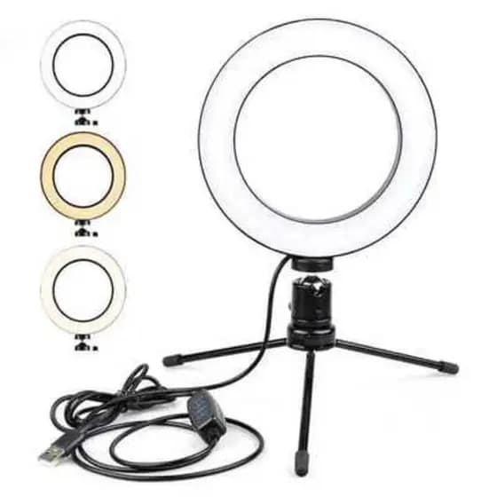 Ring Light De Mesa Iluminador De Led Tripé 6 Polegadas
