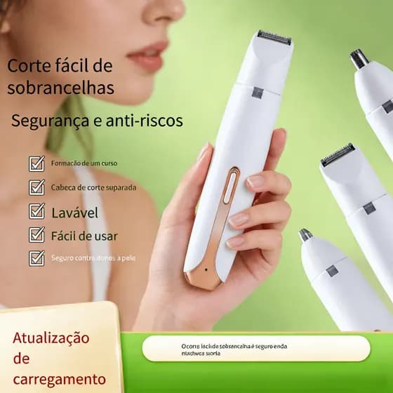 Depilador 4 Em 1 Recarregável USB-Operação Silenciosa E Luz LED , Remoção Versátil De Pelos Para Rosto , Axilas , Sobran