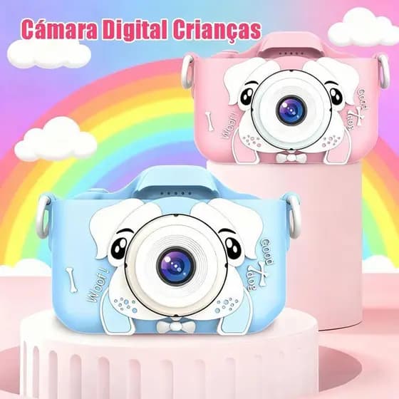 Mini câmera recarregável infantil com fotografia de videogame com capa protetora