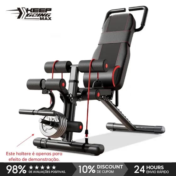 Banco De Peso Ajustável 6 Em 1 Com Capacidade De 450 Kg-Plano , Inclinado , Dezembro 7 ° Posições Para Exercícios De Gin