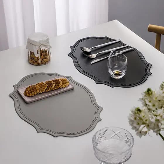 Tapete De Mesa De Couro PU Retro Em Relevo À Prova D'água Placemat De Cozinha Isolamento Tapetes Decoração De Casa