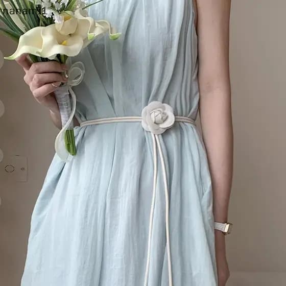 nanami1 Corda De Cintura Floral Boêmia Para Mulheres Cinto Branco Com Pequeno Estilo Encantador Vestido De Alta Qualidad
