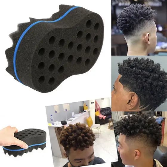 Estoque Pronto Escova De Cabolo De Barbeiro Dupla Face Esponja Dreads Locking Twists Bobina Afro Curl Wave