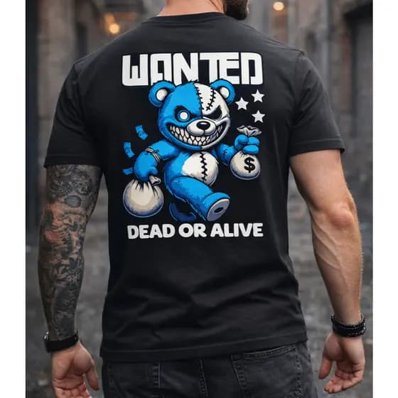 Camiseta Masculina WANTED BEAR 100% Algodão Fio 30.1 Envio Imediato Blusa Estampada Urso Camisa Estilosa Basica Casual