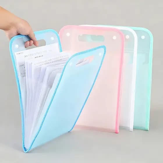 Pasta dobrável para documentos com 12 divisórias, prancheta, tamanho A4, para uso em escritório/escola.