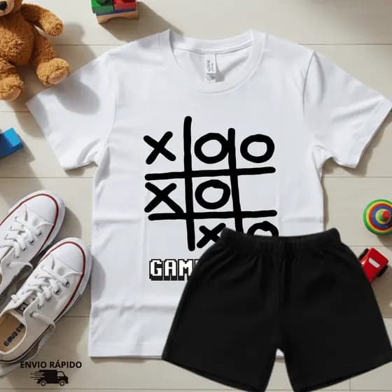 Roupa Infantil Futebol Basquete Gamer Over Estilo Leve 100% Algodão