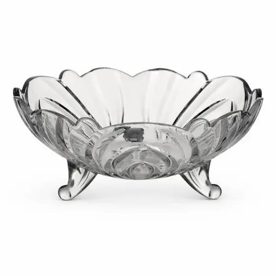 Fruteira De Vidro Saladeira Centro De Mesa Com Pé 22cm
