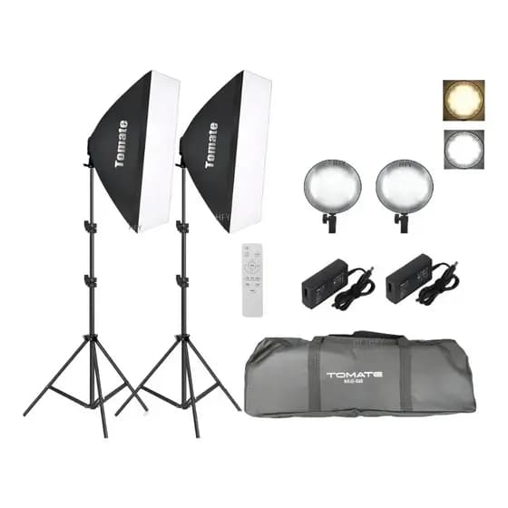 Kit Iluminação 2 Softbox Led Bicolor Luz Continua + 2 Tripés Tomate MLG-065