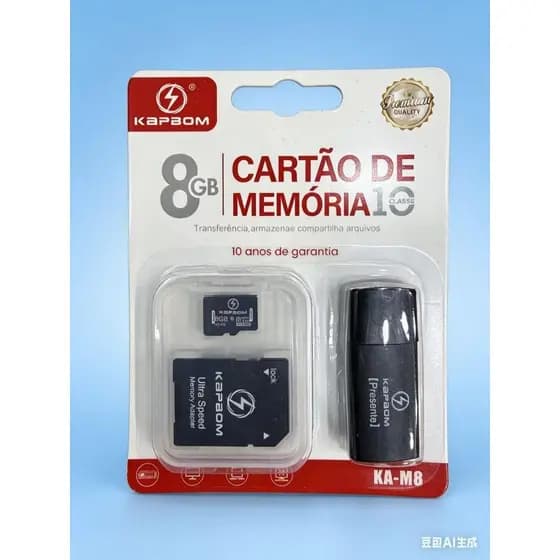 Cartão De Memória 8GB ,1 Cartão SD +1 Adaptador Micro SD Para SD+1 Leitor USB Para SD