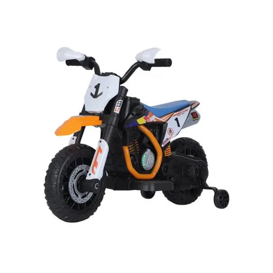 Moto Eletrica Infantil Duas Rodas Com Rodinhas Bateria Recarregavel Laranja Diversao Seguranca Facilidade
