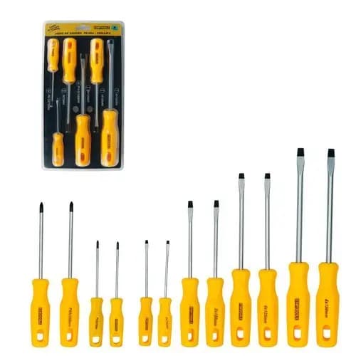 Kit Jogo Chaves Fenda Phillips Manual Reparo Ferramentas Domesticas Automotivas