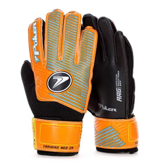 Luva de Goleiro Poker Campo Training Neo Junior Laranja e Preto - Infantil