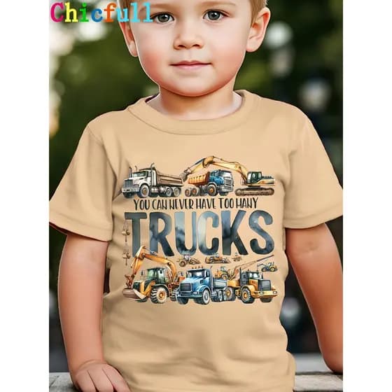 Camiseta Gráfica para Meninos 'Você Nunca Pode Ter Muitos Caminhões' -