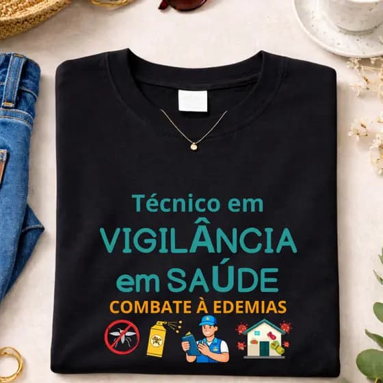 Camiseta Técnico em Vigilância em Saúde Blusa Feminina 100% Algodão