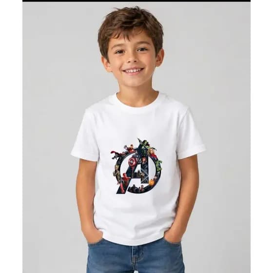 Camiseta Infantil Estampada Os Vingadores Super Poder Adventure Camisa Personalizada Algodao