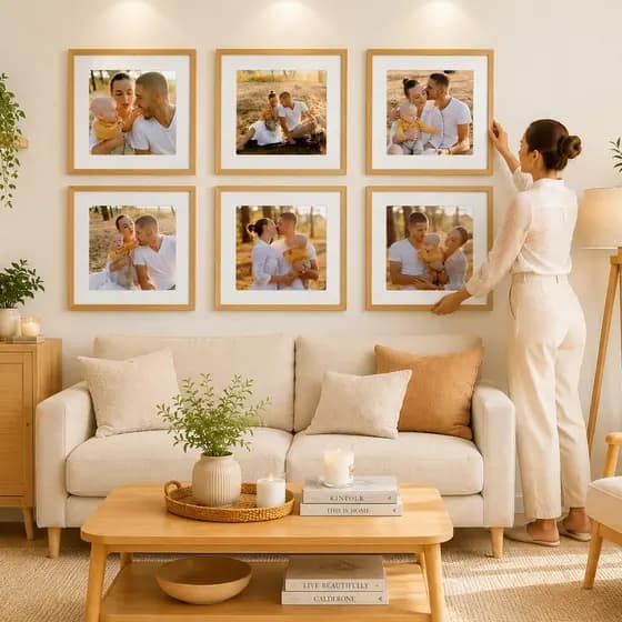 Kit 6 Quadros Porta Retrato Foto 15x15 Paspatur Branco 22x22
