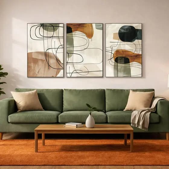 Quadro Decorativo Minimalista Abstrato Boho Moldura Filete