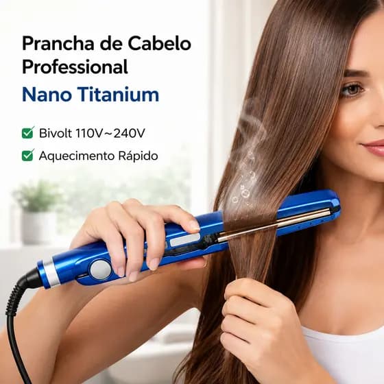 Chapinha Profissional Bivolt 450F Prancha Alisadora Nano Titanium para Alisar e Modelar
