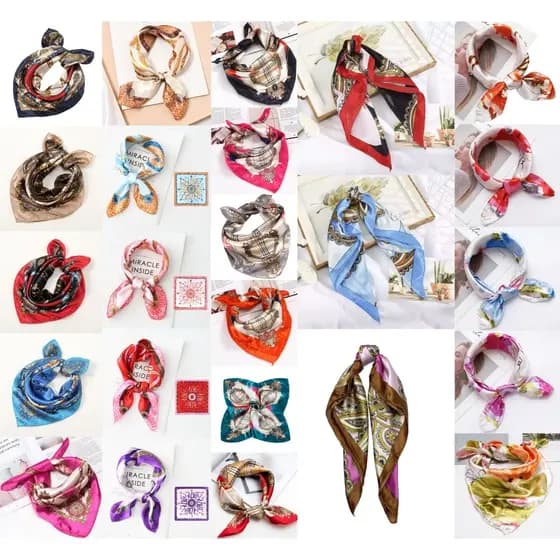 Kit C/10 Bandana Lenço Camponesa Atacado Cetim Cabeça50x50cm