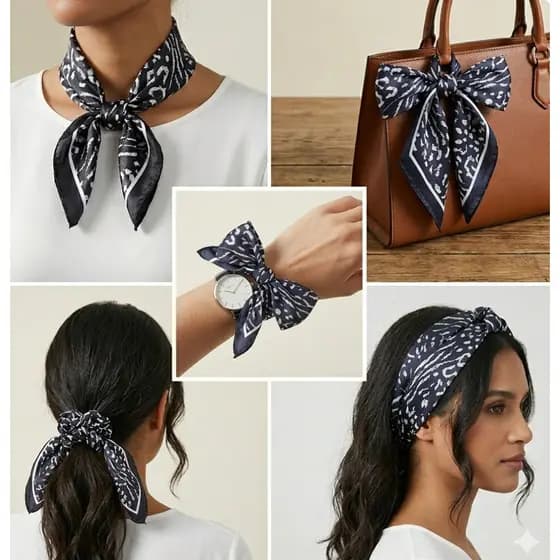 Lenço Pequeno 50x50cm Cetim Feminino Animal Print Leopardo Chic Moda Para Cabelo Faixa Bolsa