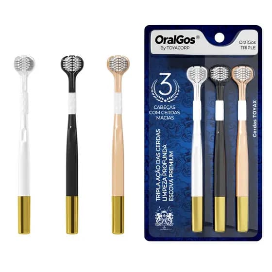 OralGos Escova de dentes de três lados,limpeza profunda